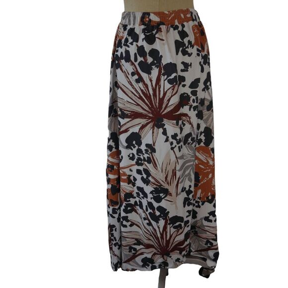 Women's Boho Floral Print Maxi Skirt XL Drawstring Waist Flowy 40" Long - Picture 2 of 8